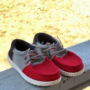Kids Red and Gray Hwy dude Slip-On Shoes